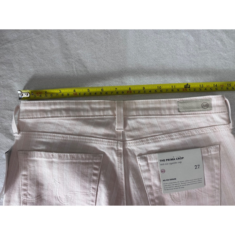 AG jeans Adriano Goldschmied The‎ Prima Crop Jeans Pink Stripe Mid Rise Size 27 - Picture 7 of 11